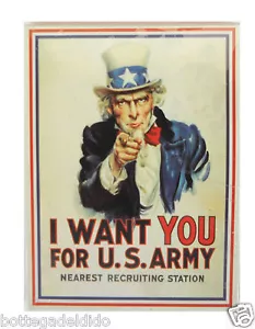 Magnete Frigo Zio Sam I Want You U.S. Army Vietnam Nostalgic Art - Foto 1 di 1