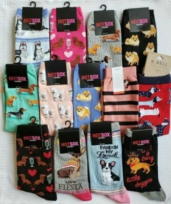 HOT SOX WOMEN SOCKS DOG:NWT JACK,DACH,FRENCH,HUSK,CHIH,POM,CORGI,DALM,SCOT,POOD - Image 1 of 4