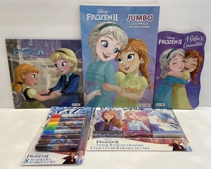 5pc Disney Frozen II Set Crayons Markers Coloring Activity Board & Picture Books - Picture 1 of 12