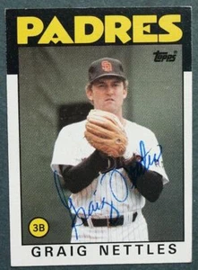 Tarjeta de béisbol Topps 1986 autografiada por Graig Nettles estrella de los Padres de San Diego- - Imagen 1 de 1