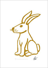 JACQUELINE DITT - Gold Rabbit Orig. Druck Grafik sign Goldhase gold bunny Hase