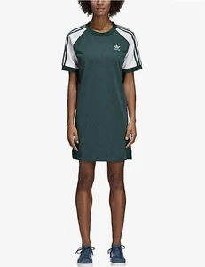 New! Adidas Originals Adicolor Three Stripe Raglan T-Shirt Dress - Picture 1 of 12
