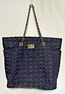 Koret Large Black Quilted Shoulder Bag Tote Gold Chain - Picture 1 of 5