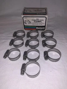 Box Of 10 Stainless Steel Hose And Pipe Clamps Fit 13/16” To 1-1/2” Dia. New - Picture 1 of 8