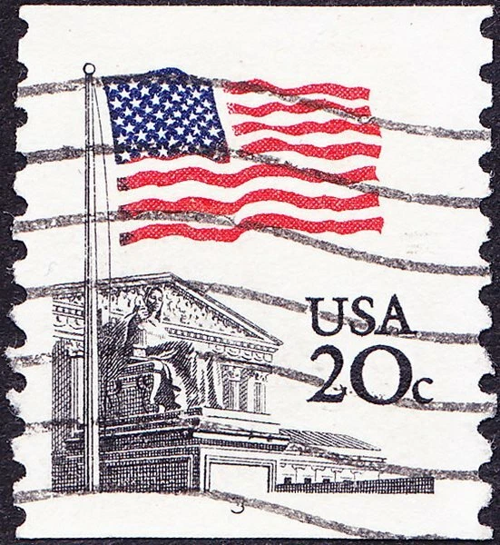 US - 1981 - 20 Cents US Flag Over Supreme Court Coil Issue #1895 Plate #3 Single - Image 1 of 1