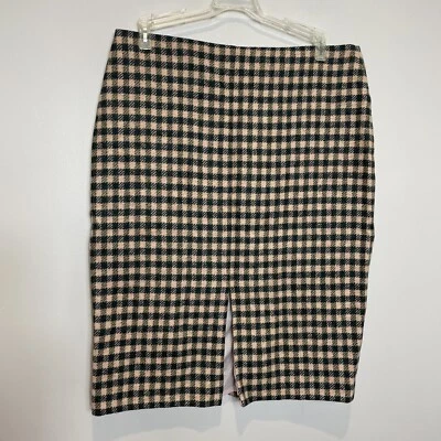 Boden British Tweed By Moon Green Pink Plaid Pencil Skirt Women's US 8 / UK 12 - Image 1 of 4