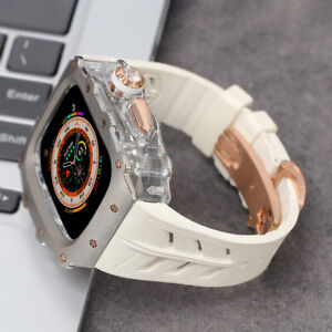 For Apple Watch Ultra 49mm Mod Kit Titanium Cover Transparent Case Rubber Band