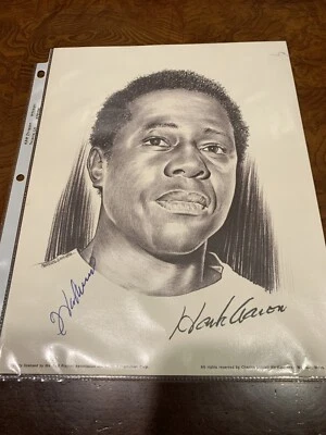 Hank Aaron Auto Signed Charles Linnet Studio Photo PSA - Image 1 of 2