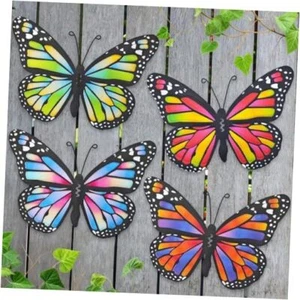 Metal Butterfly Wall Art Outdoor Decor - 4 Pack 9.8in Colorful - Picture 1 of 7