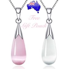 925 Sterling Silver Opal Moonstone Teardrop Water Drop Pendant Necklace Gift New