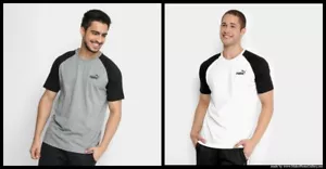 NEU MIT ETIKETT PUMA RAGLAN HERREN KURZARM T-SHIRT SCHWARZ WEISS GRÖSSE S M L XL - Bild 1 von 10