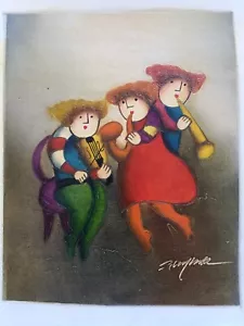 Musical Children J Roybal Artwork Oil Painting 8" x 10" On Stretched Canvas 64 - Picture 1 of 4