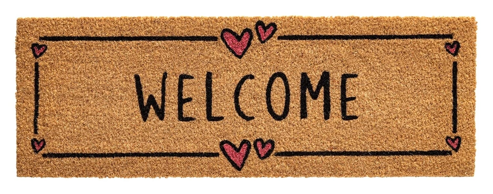 Fußmatte Schmutzfangmatte Schrifttzug Welcome Braun Rot Schwarz Kokos 75 x 26 cm - Bild 1 von 1