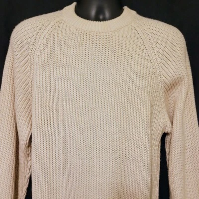 The Men's Store At Sears Men's VTG 80s Beige Shaker Knit Pullover Sweater Sz M  - Image 1 of 4