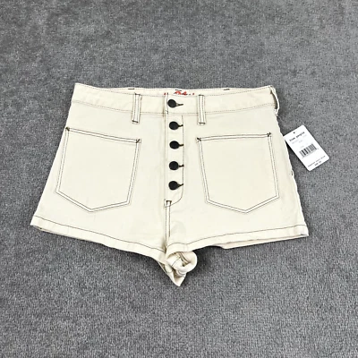 Pantalones Cortos FREE PEOPLE Mujer Talla 31 Crudo Bridgette Tiro Alto Crema Blanco Denim NUEVO Foto 1 de 4