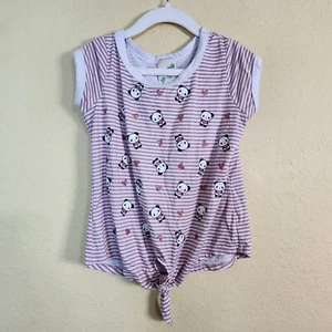 Lily Bleu girls Burgundy White pandas glitter striped front knot Girls Sz 6 - Picture 1 of 5