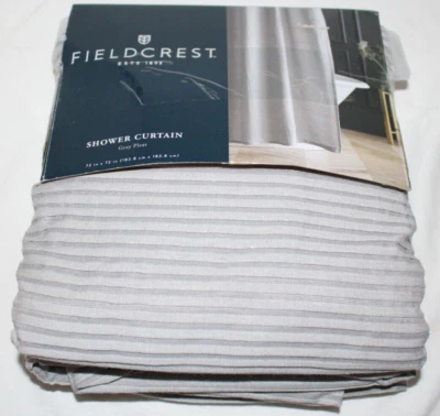 Fieldcrest Gray Stripe Shower Curtain Gray Pleat 72x72 Inches - Image 1 of 4