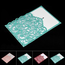 10 Pcs Wedding Invitation Cards With Envelopes Seals Pink Red Blue Black + White