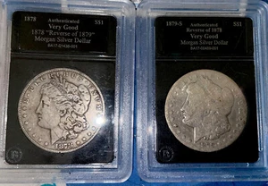 Morgans Dollar Paar 1878 und 1879 sehr guter Zustand 1878 Rückseite voneinander - Bild 1 von 12