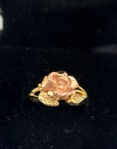 10K Yel Gold/Rose-Flower Top Band Ring, 9.6mm Top, Sz:6.75, 3g, FREEgfBx$5 - Picture 1 of 8