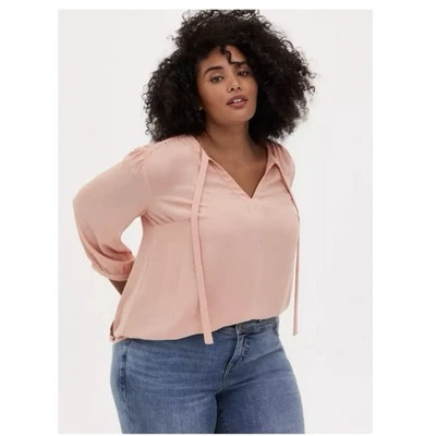 Blusa Pullover Torrid Peach Georgette Pajarita Talla 1X Nueva con Etiquetas Foto 1 de 4
