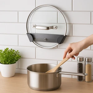 Juego de 8 piezas de soporte de tapa de olla montado en la pared gabinete de cocina ajustable sin taladro almacenamiento - Imagen 1 de 8