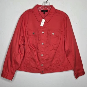 Talbots neu mit Etikett Trucker Jeansjacke Damen Petite 2XP klassisch hellrot/orange  - Bild 1 von 7
