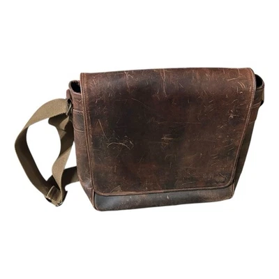 Buffalo Jackson Trading Co. Leather Briefcase Satchel Messenger Bag Brown - WORN - Image 1 of 4