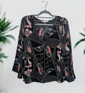 Blusa donna Violet & Claire manica a campana paisley scollo a V taglia large - Foto 1 di 5