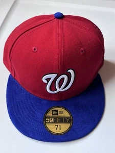 MLB New Era Washington Nationals Red/blue Cap Suede Brim Fitted 7 5/8 Cap - Picture 1 of 6