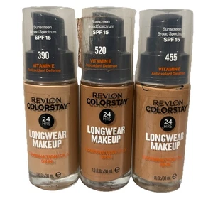 3 Pack Revlon Colorstay 24Hr Longwear Makeup Foundation, 390, 520, 455 - Picture 1 of 3