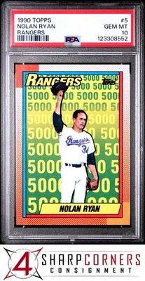 1990 TOPPS NO5 НОЛАН РАЙАН РЕЙНДЖЕРС HOF PSA 10 - Изображение 1 из 2