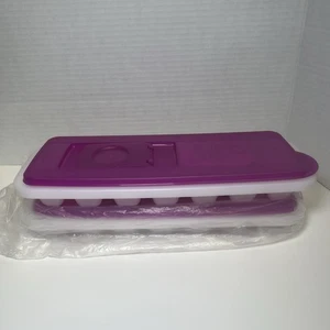 2 Tupperware Eiswürfelschalen frisch und rein mit Deckel Fuchsia Himbeere 2705A-4 - Bild 1 von 9