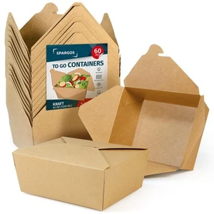 Contenedores de almacenamiento chinos para llevar (paquete de 60) 45 oz - papel de cartón marrón kraft... - Imagen 1 de 8
