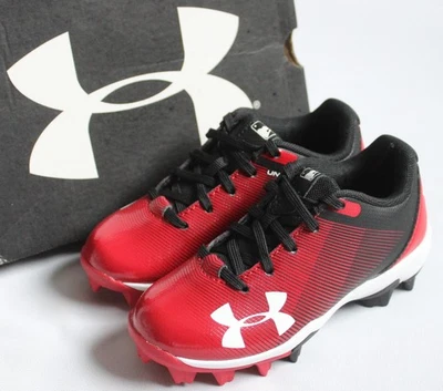 Under Armour Little Kid 10K Leadoff Low RM Jr. Baseball Cleats Black/Red 1297316 - Image 1 of 4