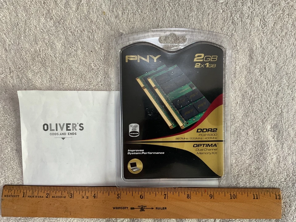 PNY 2GB 2x1GB DDR2 PC2-5300 - Image 1 of 2