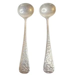 Delhi by GORHAM Pattern Demitasse Salt Spoons Set 2 Antique Sterling Silver Vtg - Picture 1 of 4