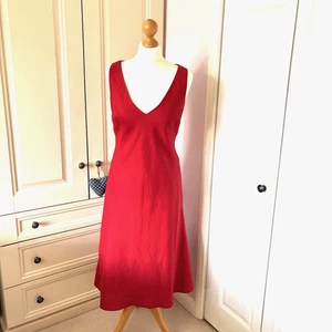 Laura Ashley Red Linen Sleeveless A-Line Shift Dress UK 12 VGC - Picture 1 of 9