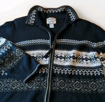 Suéter Cárdigan Grande Colección Heirloom Fair Isle Cremallera Completa Negro Usado en Excelente Condición Foto 1 de 4