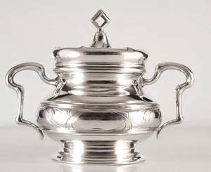 Antique Sterling Silver Individual Sugar Bowl Art Nouveau Hallmarked 19th Cent - Picture 1 of 8
