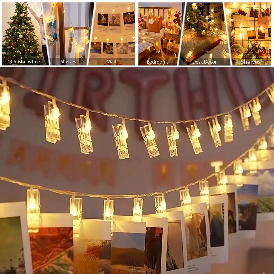 20 LEDs 3M Twinkle Star Photo Clip String Lights with Clips for Hanging Picture - Image 1 of 4