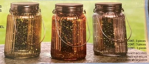 Inside Outside Garden Glass Jars with Mini LED Lights - Silver, Gold, Rose - Picture 1 of 3