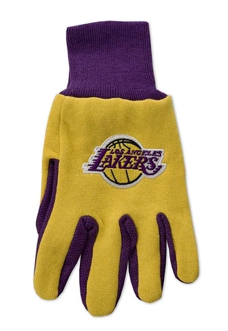NBA Los Angeles Lakers Sports Utility Gloves With Palm Grip NWT OSFM Yellow/Prpl Cover