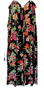 Women's Strapless Jumpsuit Size XXXL(21) Tie Black Tropical Hawaiian Beach Fun - Picture 1 of 11