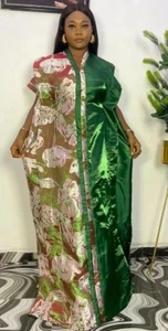 Eid Luxury Mikado Brocade Boubou Dress African Woman Gown Wedding Bubu Kaftan OS - Picture 1 of 2