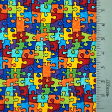 New listing
		By 1/2 Yard Autism Awareness Puzzle Timeless Treasures Gail-C-6344 100% Cotton