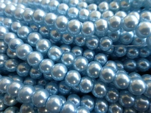 1 x Strand of 4mm Light Blue Glass Pearls (Approx.215 Beads), Imitation Pearls - Picture 1 of 1