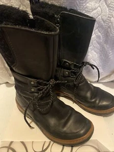 Merrell Sylva Tall Winter Waterproof Leather Women Black Boots Sz 9 EUC - Picture 1 of 11