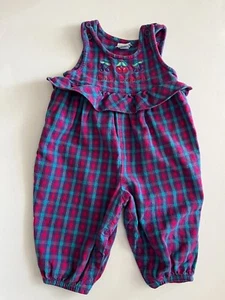 Vintage OshKosh Baby B’Gosh   Blue, Red, Purple Plaid Bubble Romper Size 12 Mo. - Picture 1 of 6