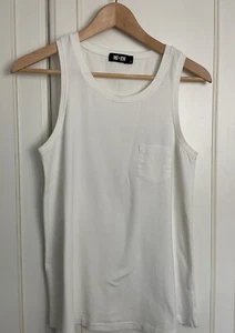 ME+EM Women's Vest Top Size Small White Sleeveless Jersey Summer Tank T-shirt - Picture 1 of 8